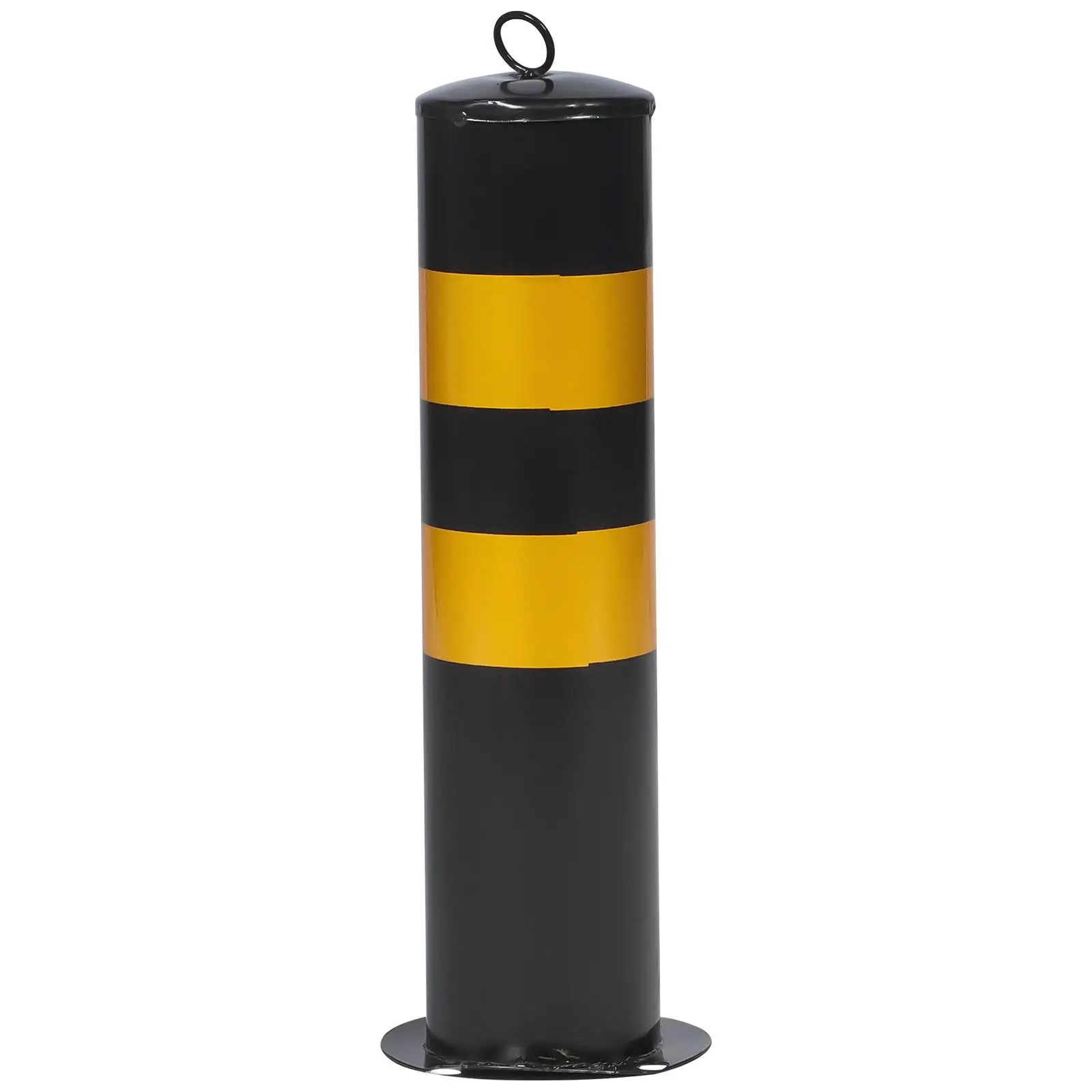 50cm Black Yellow Fixed Stainless Steel Safety Bollard Barrier Protective Railing Parking Entrance Driveway Guard Traffic Column