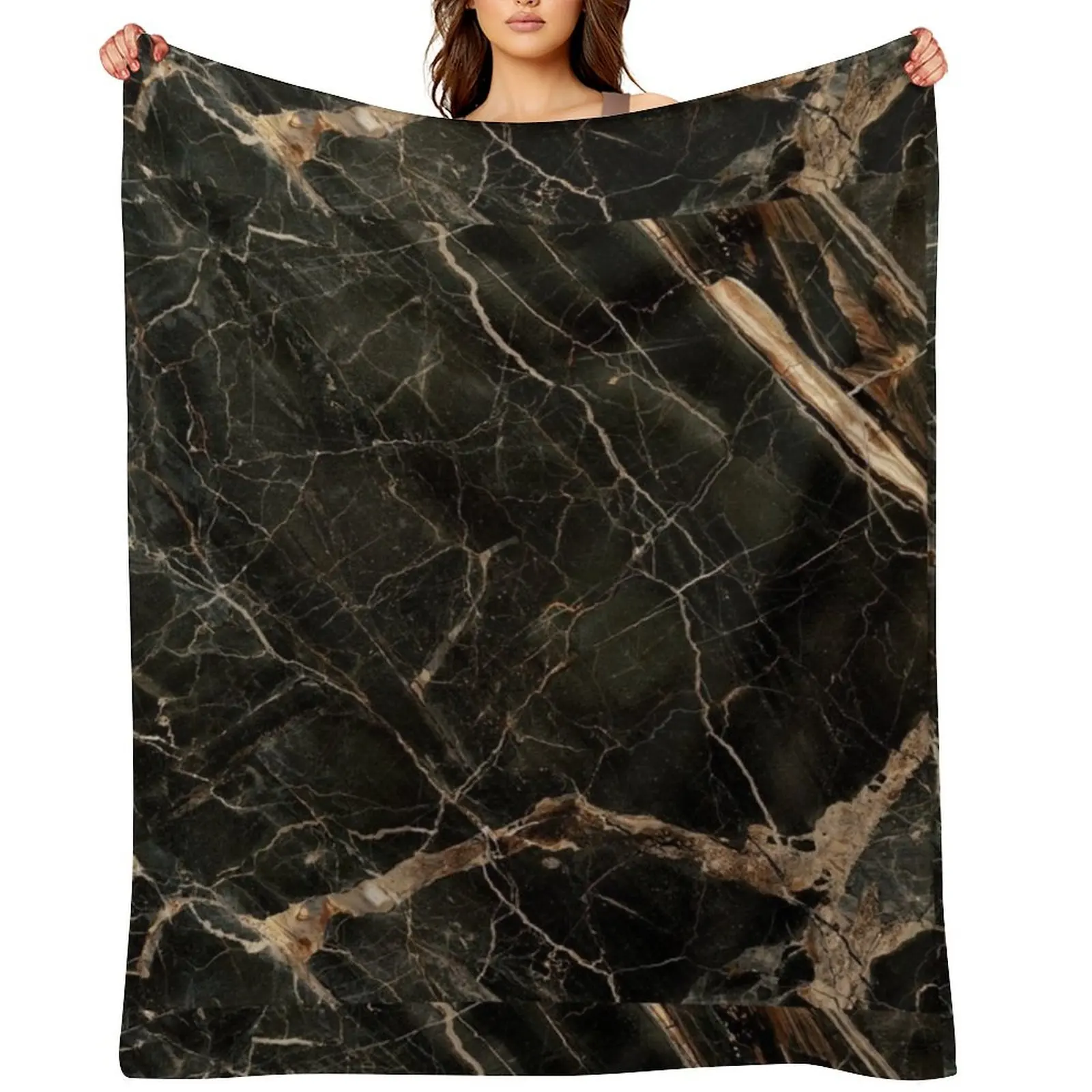 

Black and gold marble print Throw Blanket Camping Softest Bed linens Luxury St Blankets