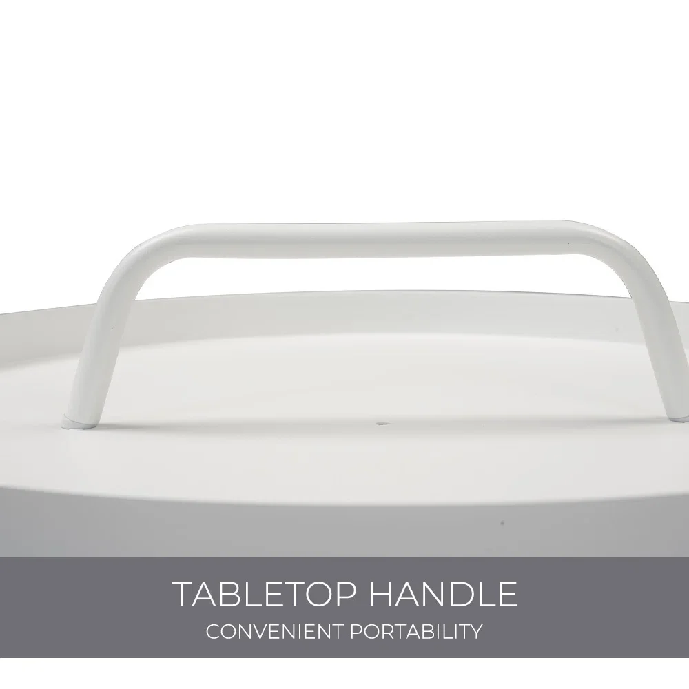 Outdoor Side Table with Handle Portable Small End Table 17-in Round Side Coffee Table