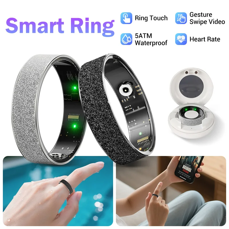 

Новое умное кольцо для мужчин и женщин Smartring с чехлом для зарядки, монитор здоровья и сна, 5 атм, водонепроницаемое для телефона Xiaomi, рождественские подарки