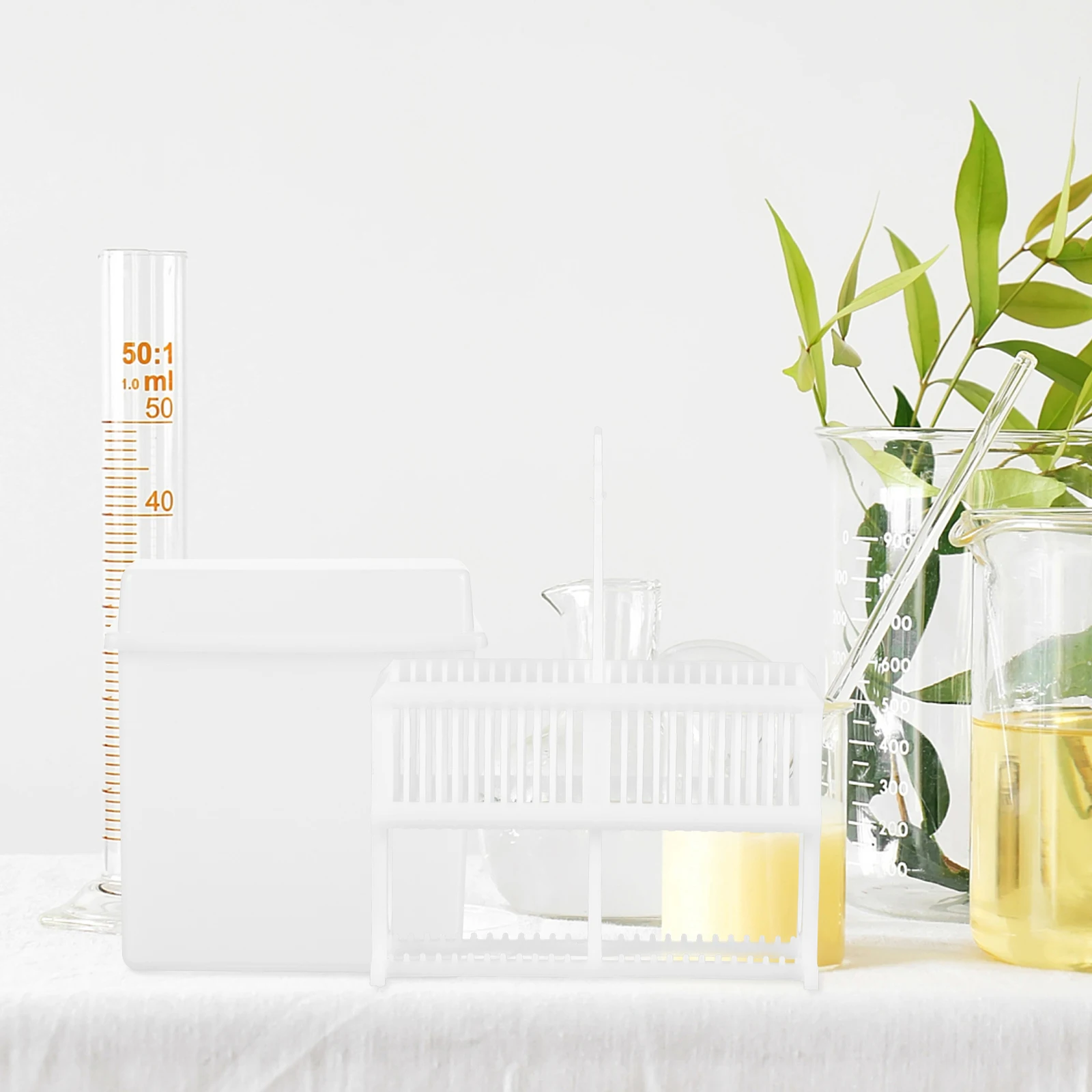 1Set Plastic Microscope Slide Staining Rack and Jar Set Lab Drying Holder for Cytology Experiments Spacious Capacity Strong