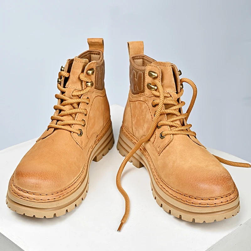 

High quality fashionable casual thick soled boots height increasing frosted youth personality trend outdoor hiking boots