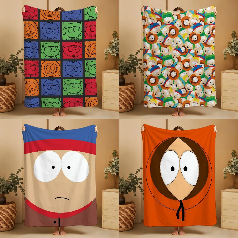 S-SOUTHS P-PARKS Blanket Throw Super Cosy Plush Living Room CARTOON Sofa Couch Childish Birthday Gifts