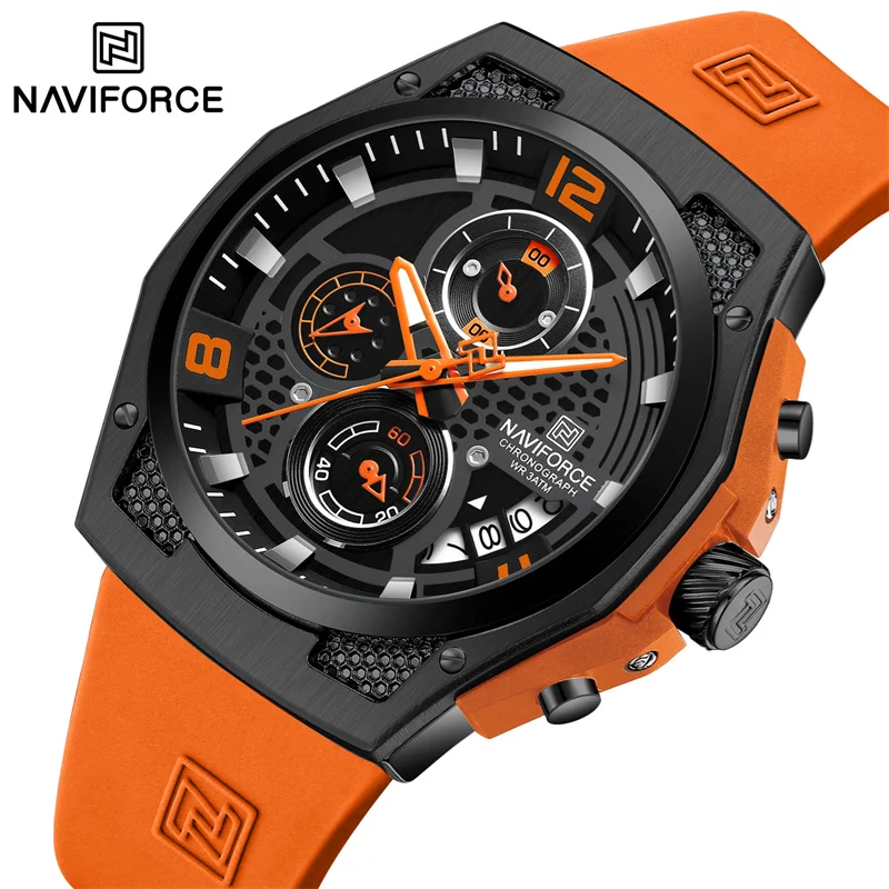 

NAVIFORCE High Quality Fashion Watch For Men Calendar Quartz Sport Wristwatches Casual Silicone Strap Waterproof Original Clock