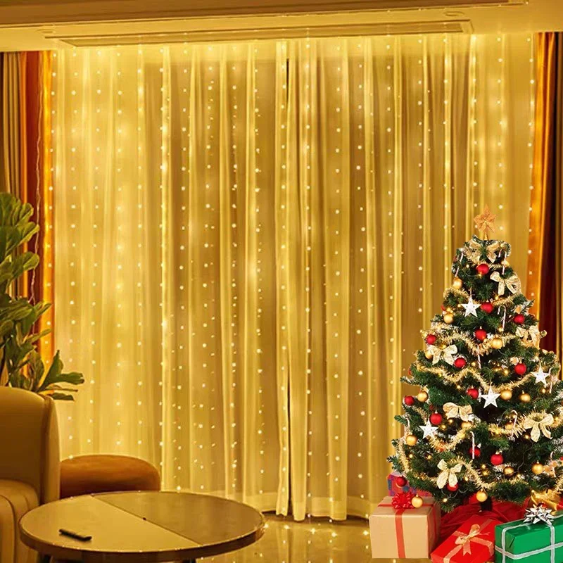 1pc 6/3m - USB Power Fairy Lights Garland Window Curtain with Remote for Christmas New Year Party Decor Garland