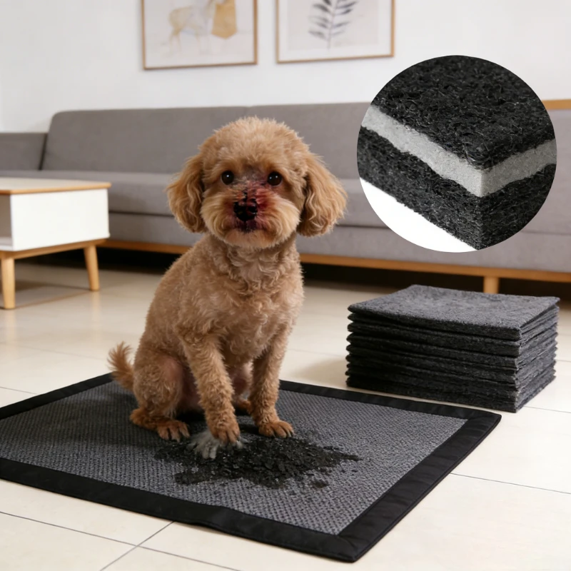 Pet Pee Pads Bamboo Charcoal Thickened Dog Training Pads with Adhesive Back Super Absorbent Disposable Urine Pads