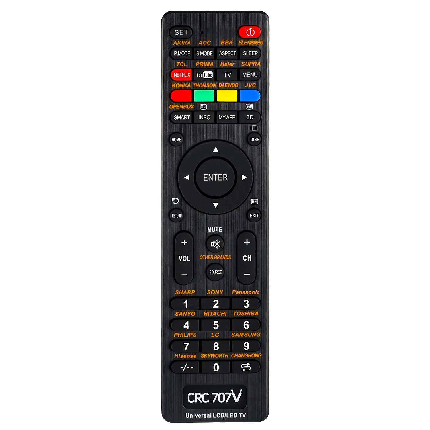 Универсальный пульт дистанционного управления для Samsung Sony Sanyo Hitachi Toshiba Haier Supra BBK Konka JVC светодиодный ЖК-дисплей Smart TV CRC707V контроллер