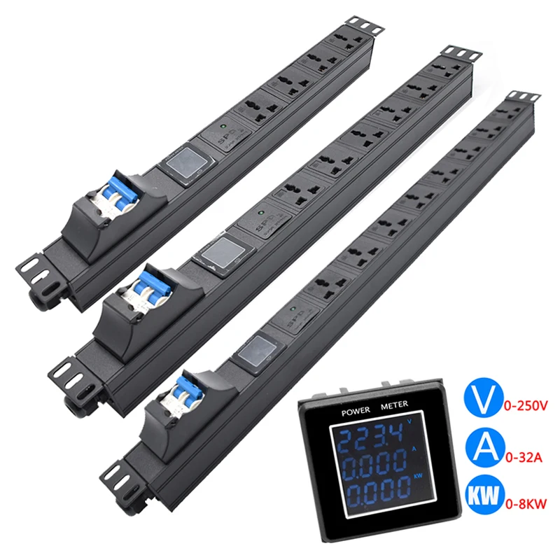 

Metal power strip 2-10 Ways outlets Wide Spaced extension electrica 16A Air Switch Surge protection Power Distribution Unit