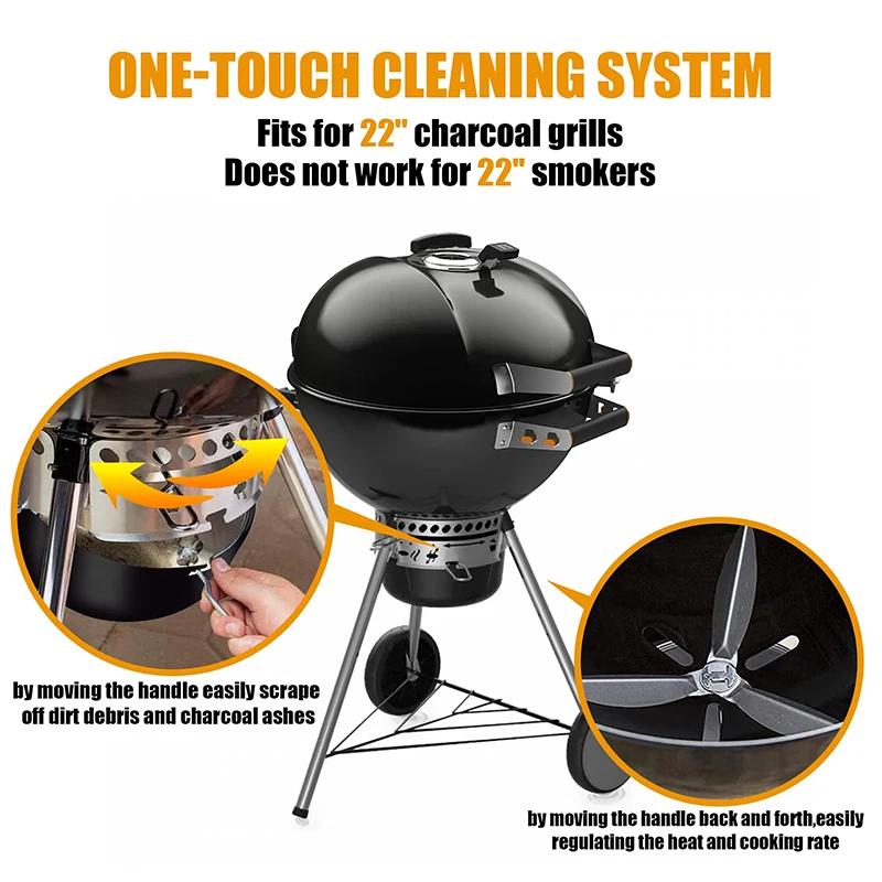 Imagem -04 - One-touch Cleaning System Kit para Weber Chaleira Grill Peças de Reposição Acessórios de Aço Design 7444