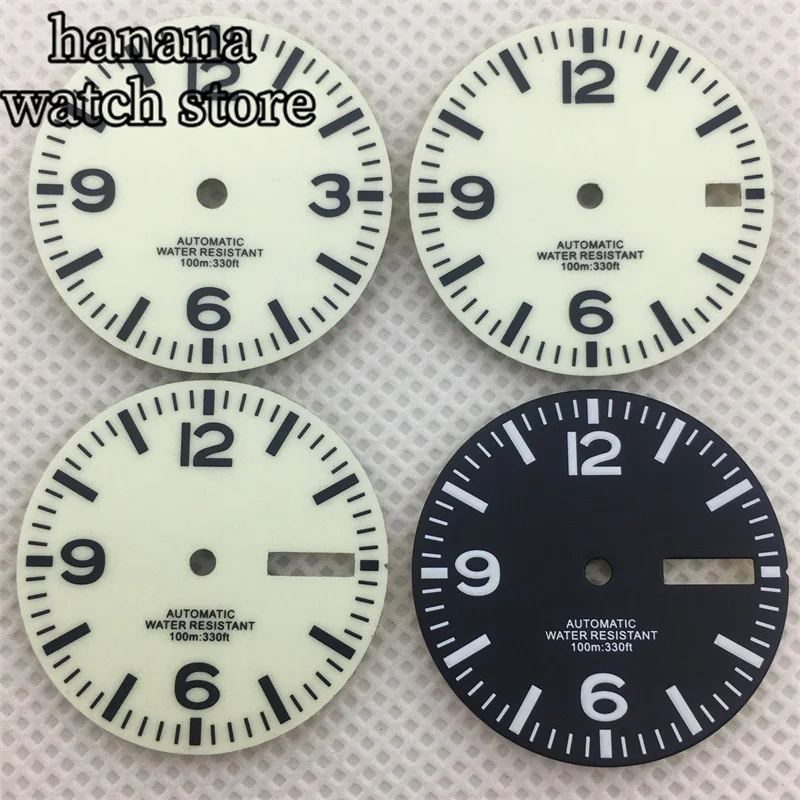 29mm Dial White Black Green Full Luminescent Fit NH35 NH36 ETA 2824 2836 PT5000 Miyota 8215 821A Mingzhu DG2813 3804 movement