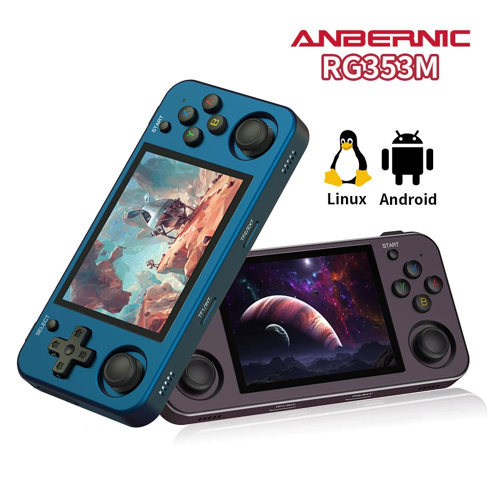 ANBERNIC RG353M Handheld Game Console 3.5 Inch Multi-touch Screen Dual OS Aluminum Alloy Shell HDMI-compatible WIFI Video Player