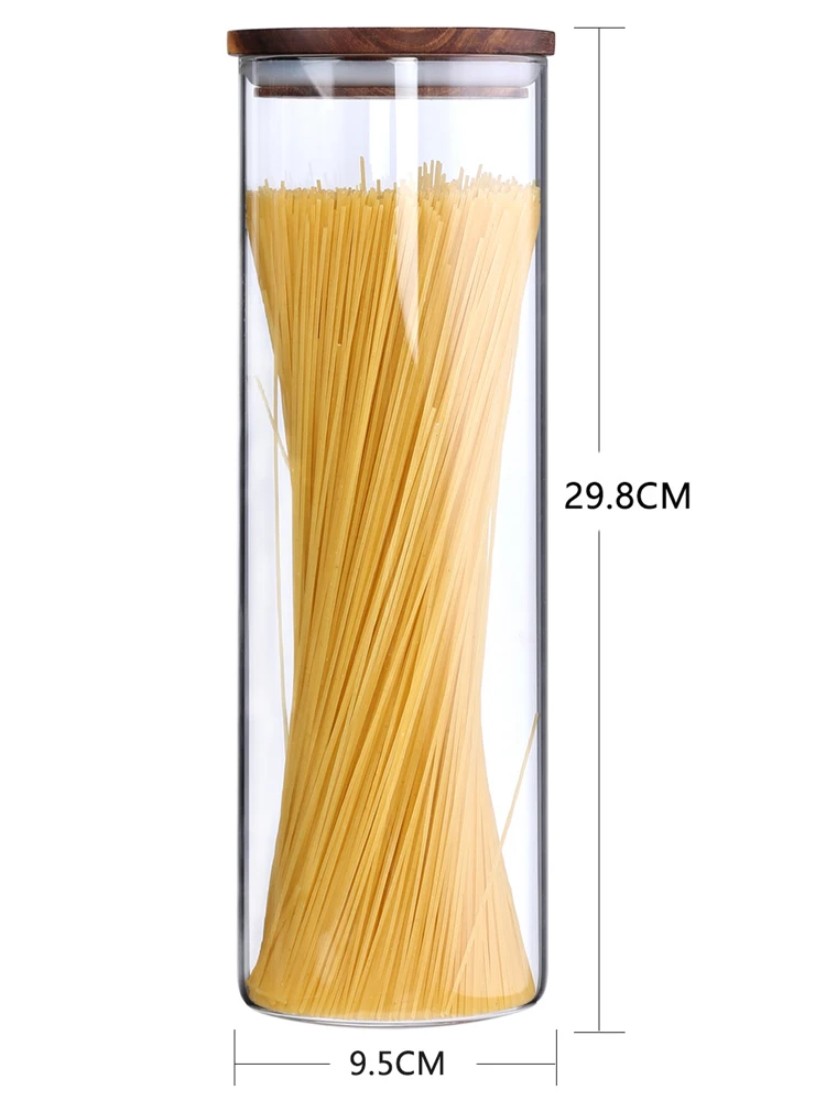 KKC Home Accents Tall Borosilicate Glass Food Storage Jar for Spaghetti,Noodle Holder Storage Sealed Container