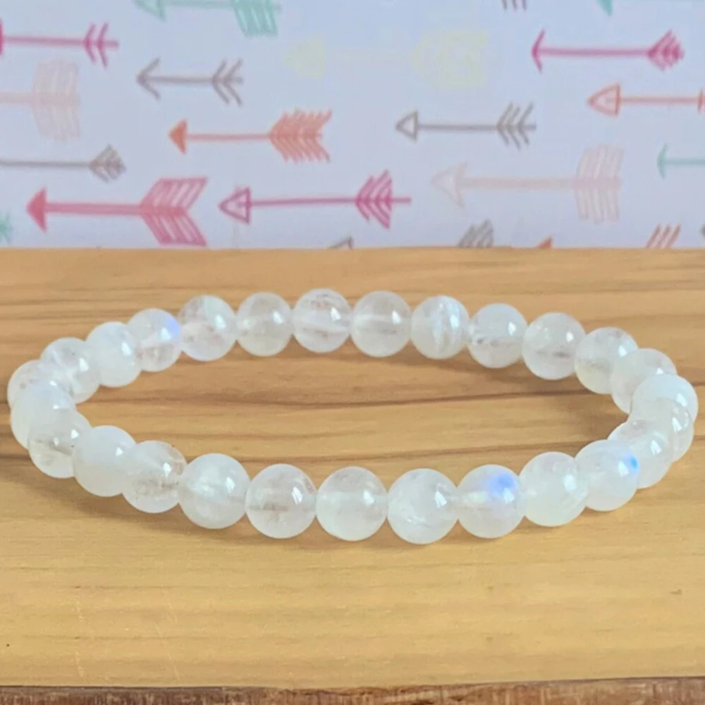 MG1414 6 MM AAA Moonstone Bracelet Natural Madagascar Rose Quartz Wrist Yoga Mala Women`s Heart Chakra Love Gift Bracelet