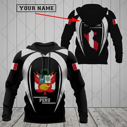 Customized Peru Emblem Graphic 3D Printed Hoodies For Male Plus Size Men's Fashion Streetwear Boys Loose Pullover Sweatshirts