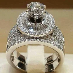  Classic Wedding Engagement Ring for Women Brilliant Cubic Zirconia Crystal Proposal Ring Anniversary Gift Jewelry