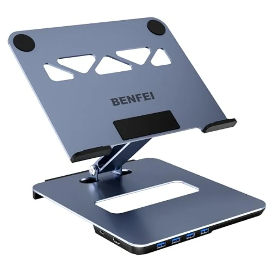 

Laptop Stand with USB C 6in1 Docking Station HDMI 4K@60Hz 4USB3.0 100W PD Compatible with Book Pro Air iPad Pro XPS Thinkpad