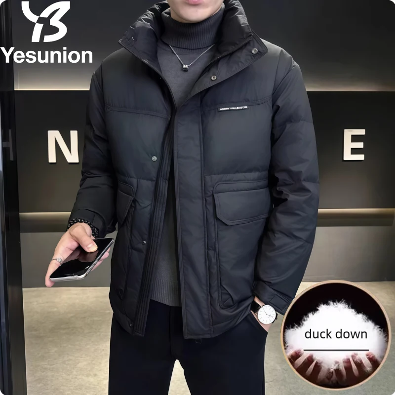 

YESUNION Men's New Winter Down Jacket Graphene Self-heating Down Coat Men Solid Windproof Classical Warm Winter Jackets Male