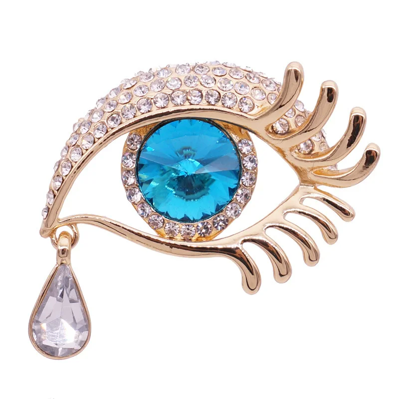 Brooches For Women Rhinestone Enamel 4-color Eyes Office Causal Brooch Pins Gifts Waterdrop Crystal Eyes image 2