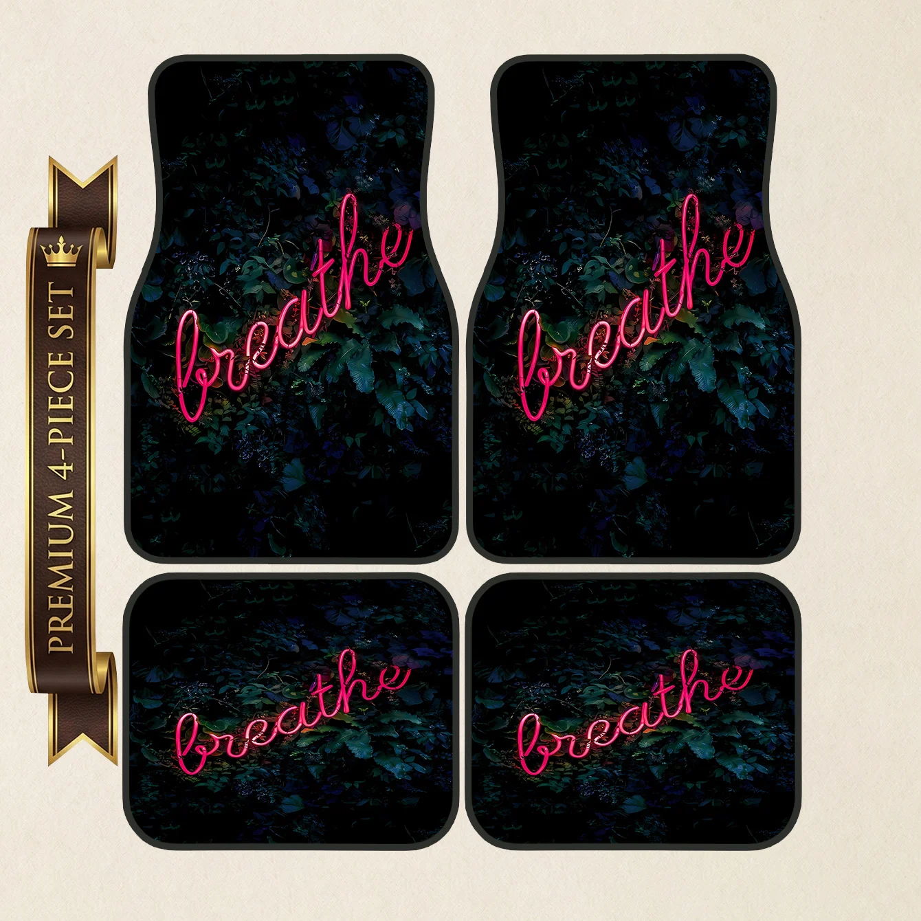 4pcs Car Interior Mats With Neon Sign Pattern | Polyester Fiber, Universal Fit, Easy To Install & Clean, Thoughtful Gift For Dri