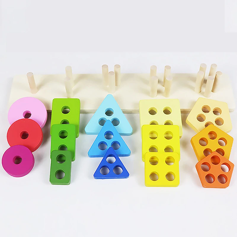 1 Set Houten 3d Geometrie Vorm Geometrische Mouw Paar Vorm Kolom Bijpassend Blok Speelgoed Cadeau Voor Jonge Kinderen