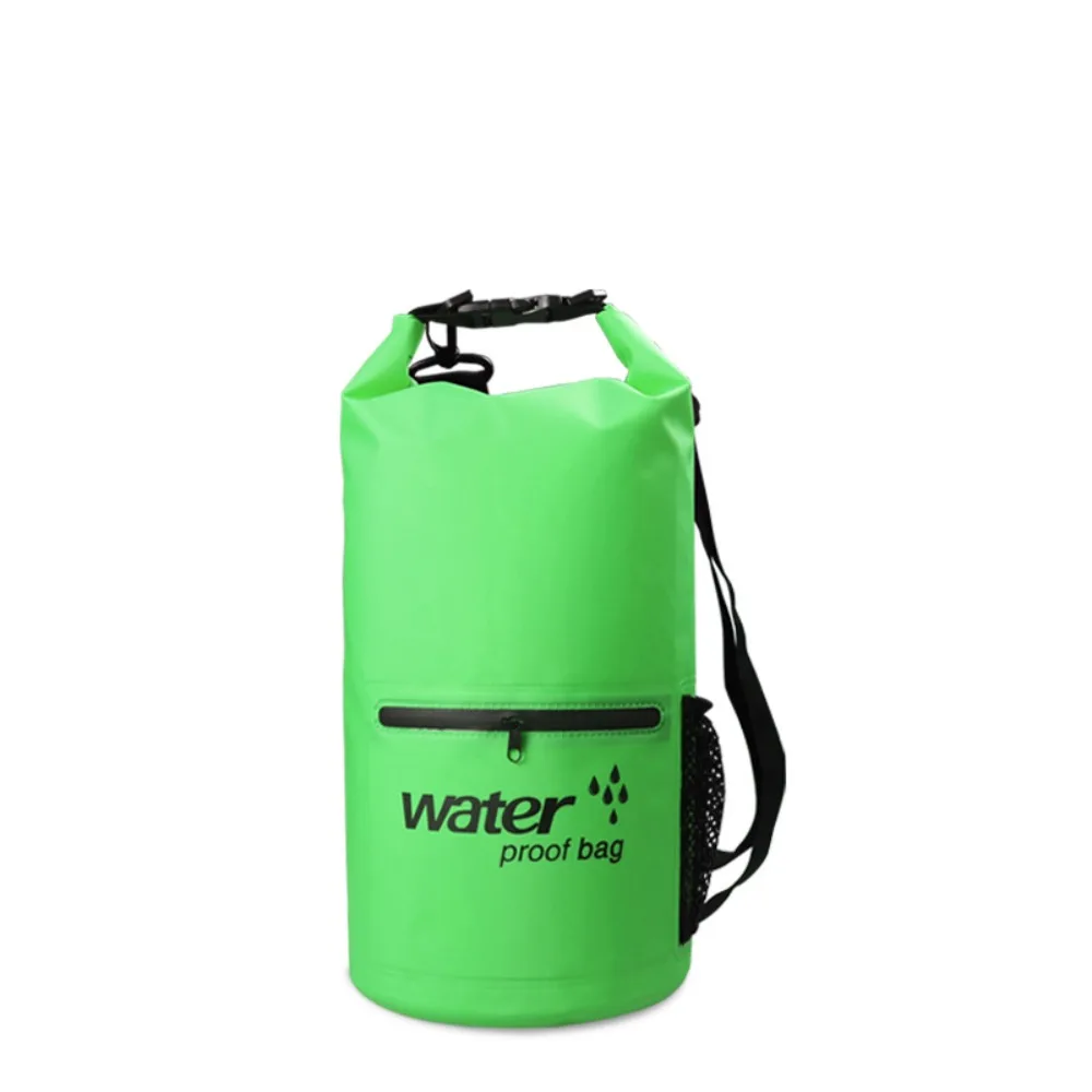 Zipper Pocket Waterproof Dry Bag Thickened Material Roll-Top Closure Roll Top Sack Mesh Pocket Waterproof Design