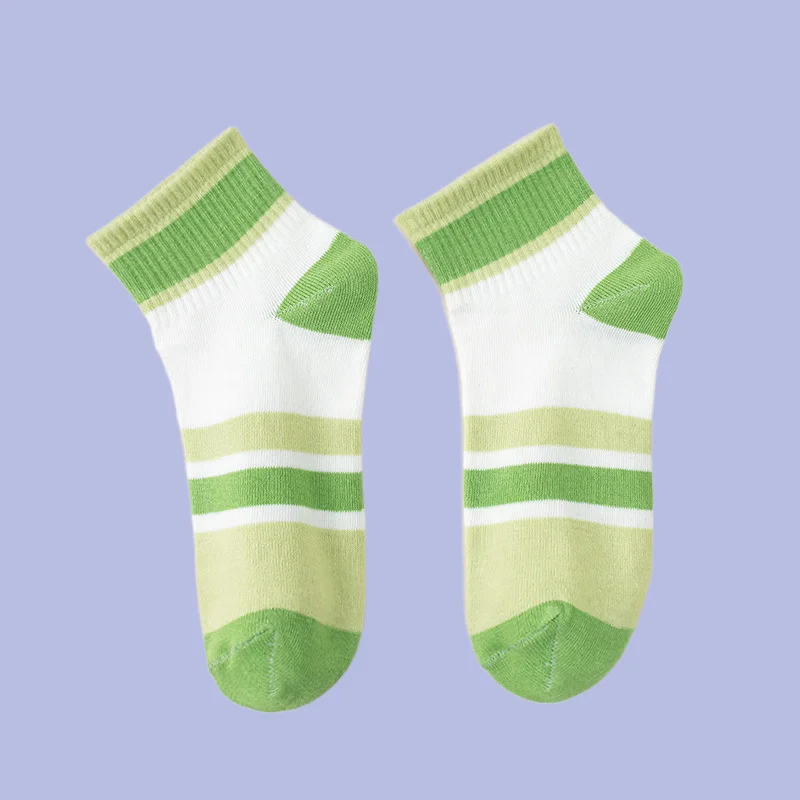 5/10 Pairs Shallow Mouth Short Socks Green Socks Women's Short Socks Summer Thin Cute Japanese Style Fresh Ins Cotton Socks