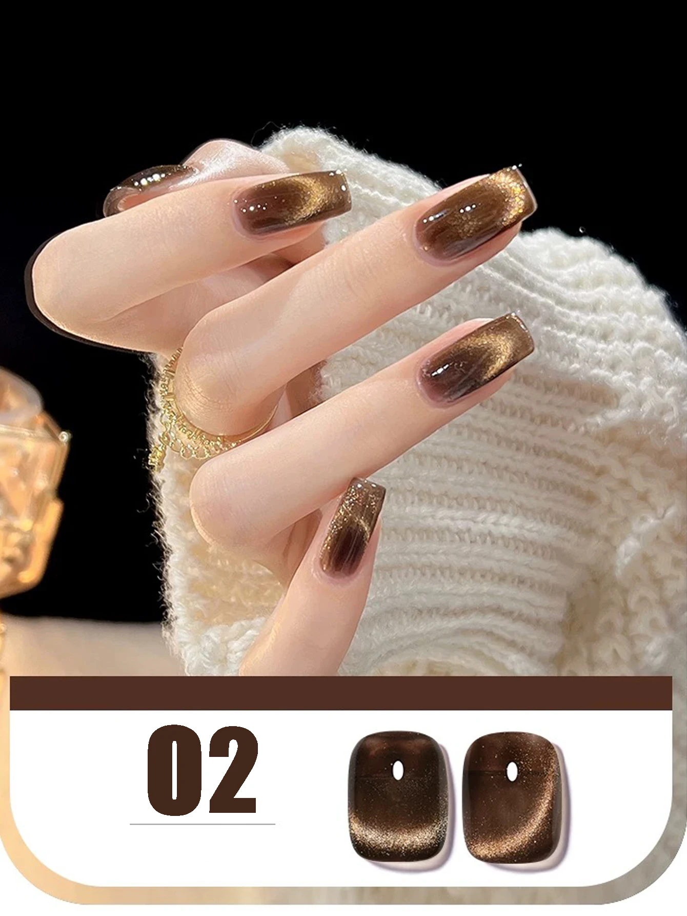 12ML1PCS سبج الذهب كريستال القط العين هلام مسمار البولندية الخريف مبيعا أسود براون اللون 2025 جديد كل مباراة القط المغناطيسي هلام #3