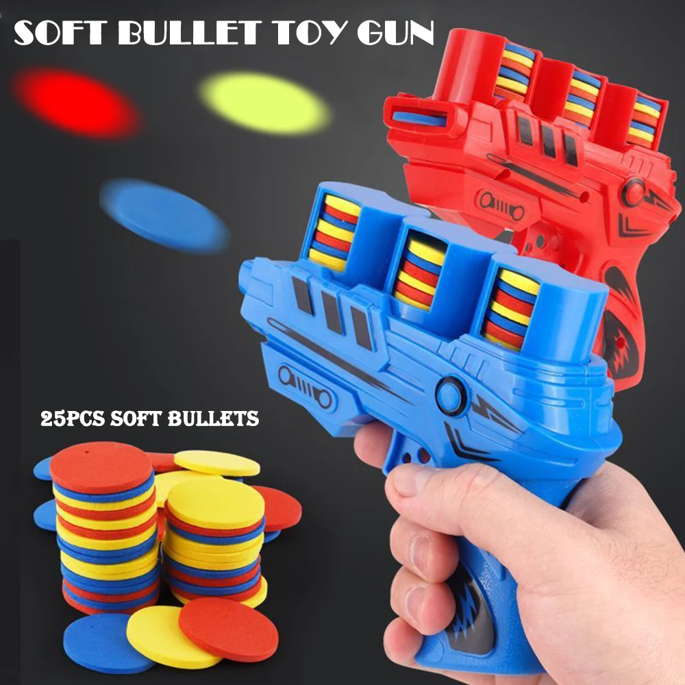 Kids Flying Saucer Foam Disc Shooting Launcher Soft Bullets Toy Gun Parent-child Interactive Outdoor Sport Boys Girls Toys Gifts