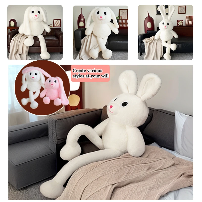 

80-120 см кавайный розовый, белый, серый кролик, плюшевые игрушки, чучело, кролик, длинная подушка для сна, кукла для девочек, детские праздничные подарки, декор комнаты