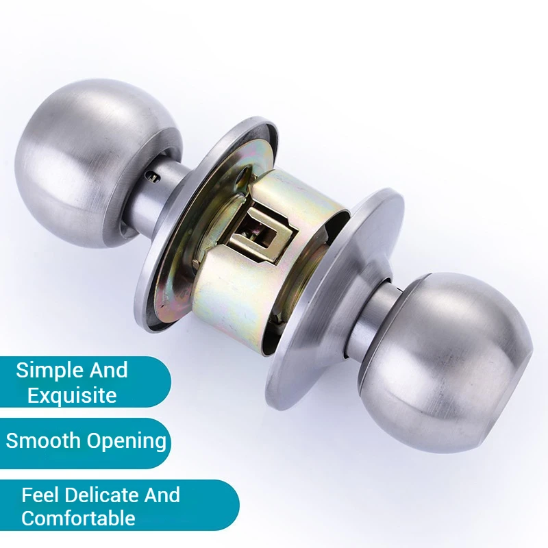 ZEXEF Stainless Steel Round Door Knobs Rotation Lock Knobset Handle Metal Door Knob With Key For Bedrooms Living Rooms Bathrooms