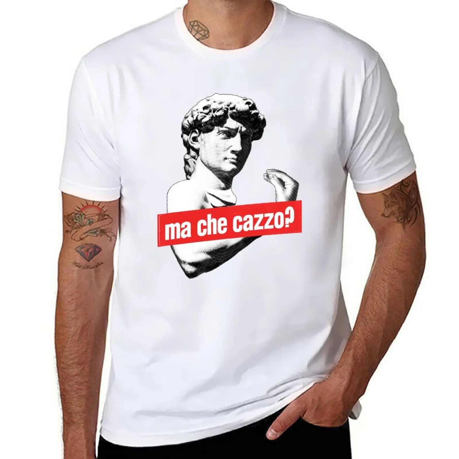 

Ma Che Cazzo! Funny David Sculptur with talking Hand T-Shirt men t shirt cotton 100% man tshirt T-Shirt
