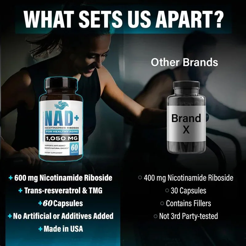 Nad Supplement Nicotinamide Nucleoside Containing Trans Resveratrol And Tmg, Supports Cellular Health,energy, And Healthy Aging