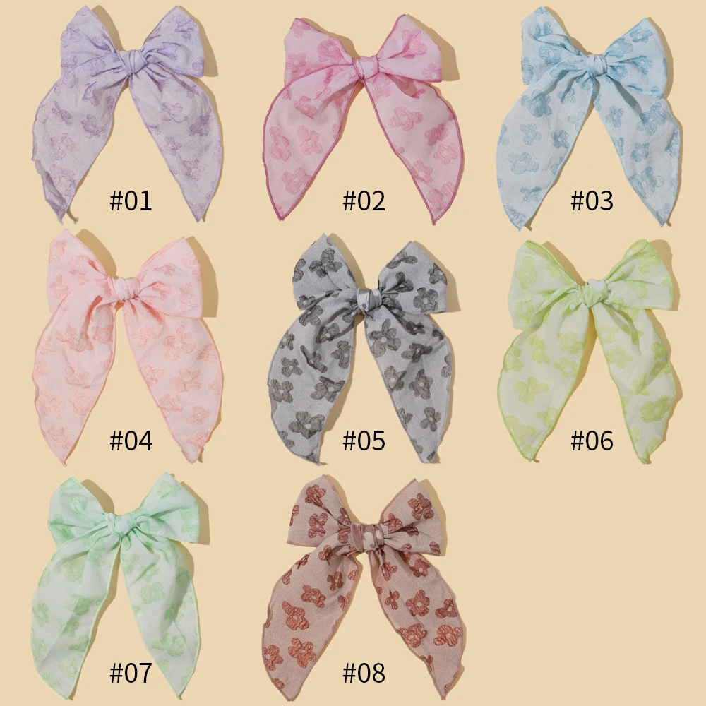 Elegant Bow Ribbon Hair Clip Children Fashion Solid Bowknot Satin Hairpin Barrettes Girl Ponytail Clip Hair Accessories headwear