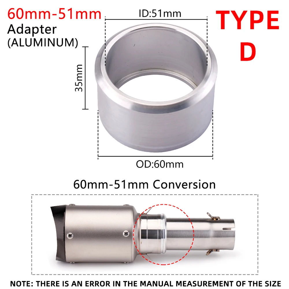 Universal Motorcycle Exhaust Adapter Escape 51mm 60mm to 51mm Pipe connection Reducer Muffler Stainless Steel