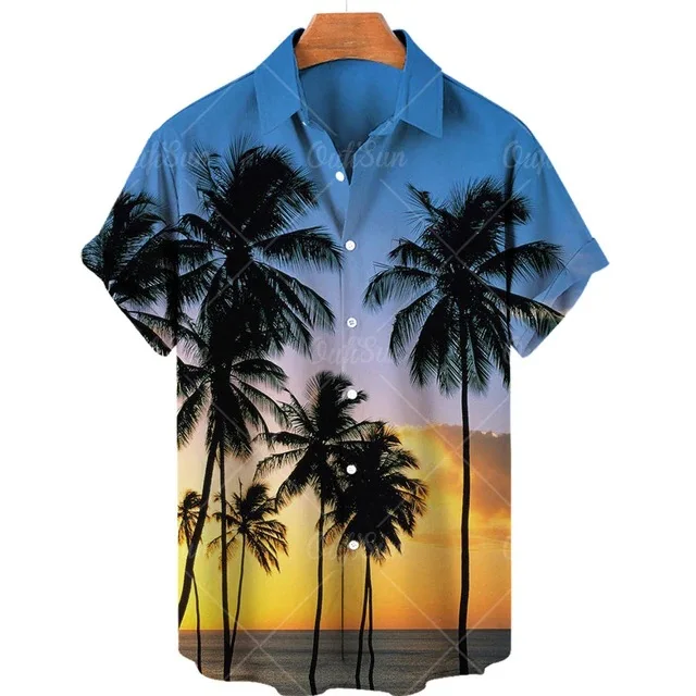 New Plus Size Men's Casual and Fashionable 3D Digital Printed Short Sleeved Shirt, Men's Shirt