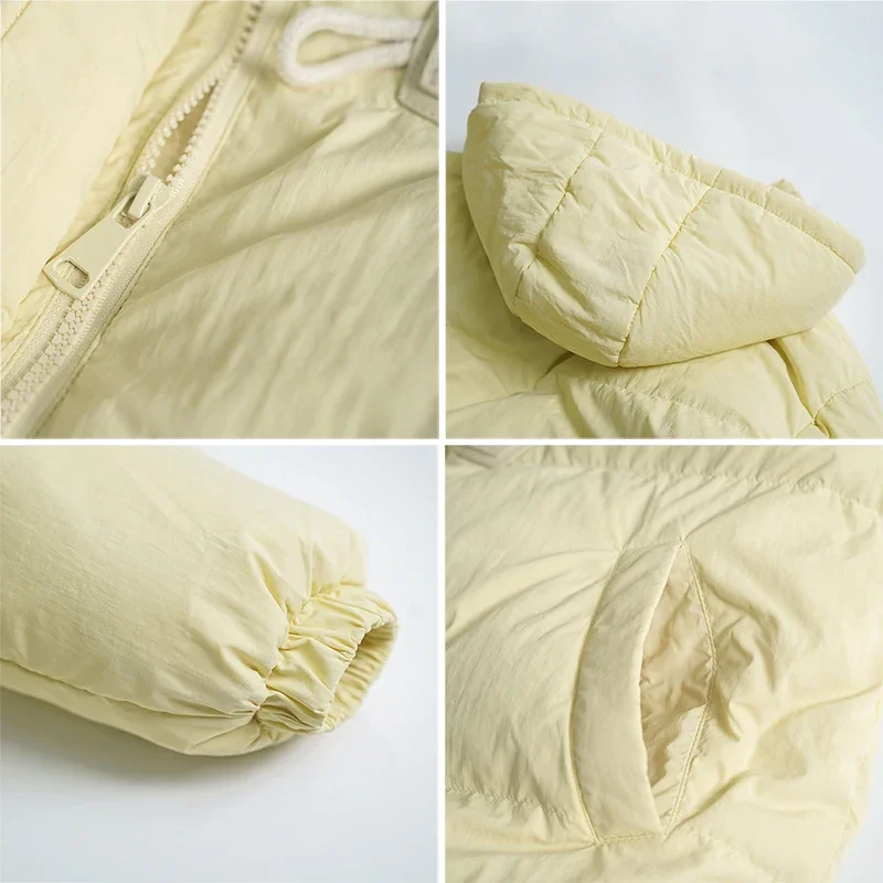 Women Hooded Cotton-padded Jacket Mid-Length Horn Button Down Coat Thermal Solid Thicken Preppy Style Parkas Warm Winter Outwear