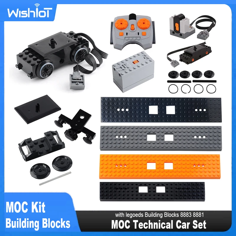 Technical Parts Train Motor 88002 MOC Pack Power Functions Battery Box Tracks Top Base Plate for Legoeds EV3 91994 74784 2871