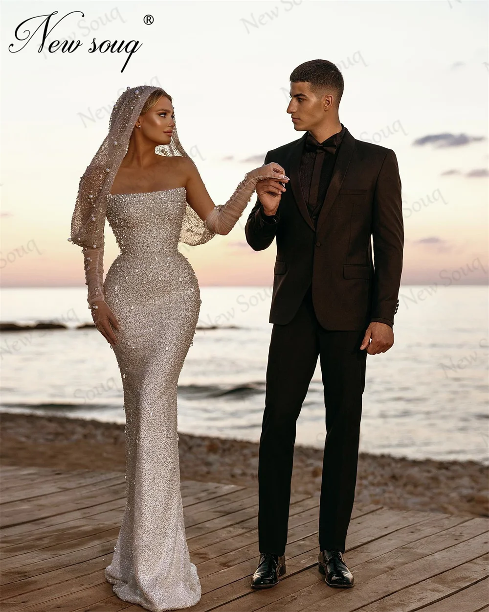 Kaftans Beading Evening Dresses Turkish Beading Mermaid Wedding Party Dress Robes Du Soir Engagement Cocktail Dress Custom Made