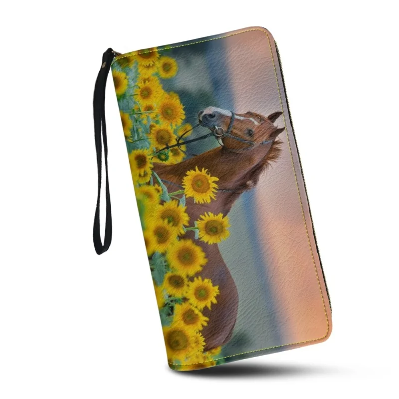 

Belidome Horse Sunflower Gifts Wristlet Wallets for Womens Leather Credit Card Holder RFID Blocking Large Capacity Purse Clutch