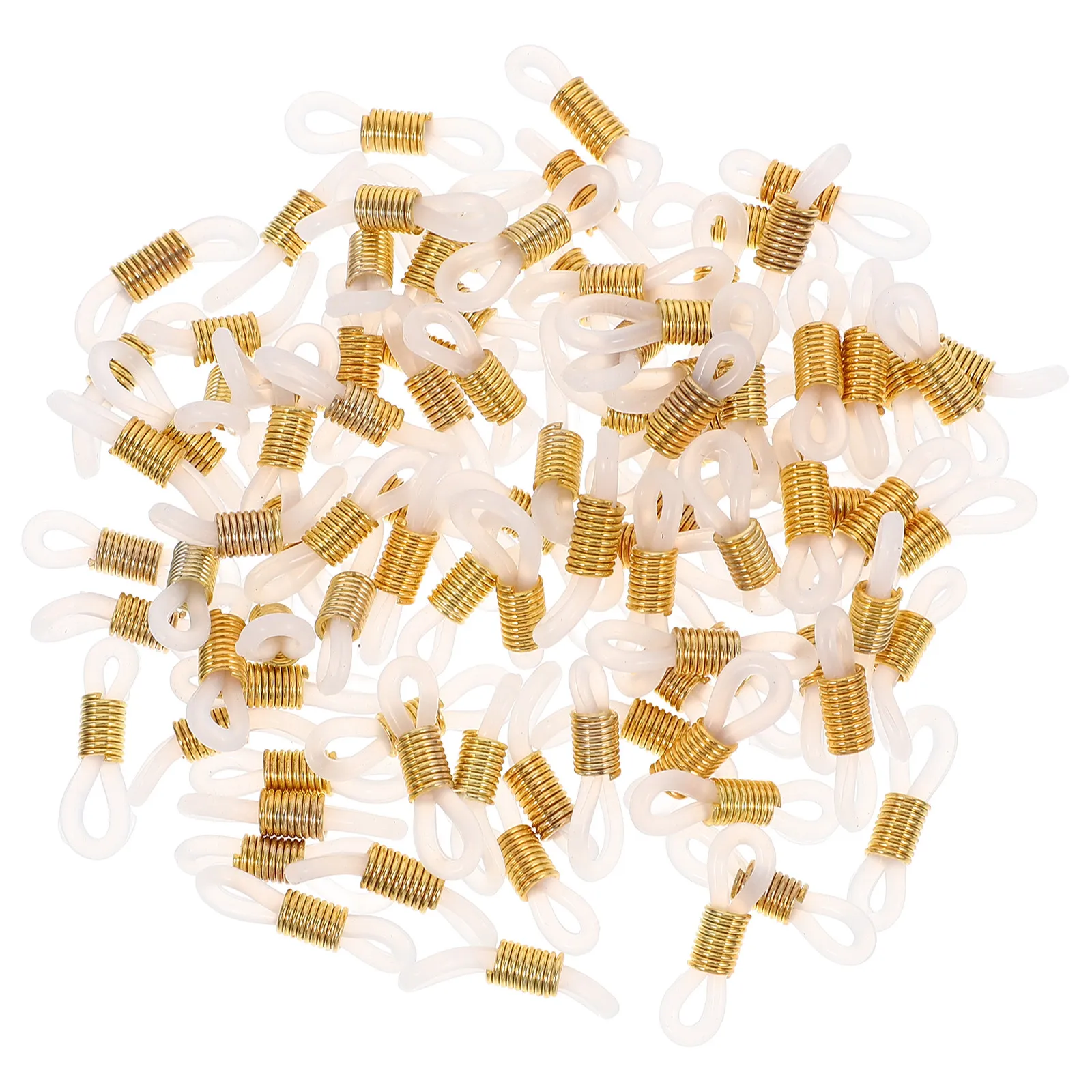 100Pcs Eyeglass Chain Ends Anti-Slip Silicone Iron Connector for Glasses Sunglasses Retainer Holder Daily Wear Stylish Reliable