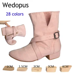 Wedopus Suede Sole Boot Step Women Dancing Boots Short Line Dance Boots with Zipper Pink Swayd Cowboy Boots Women Ankle
