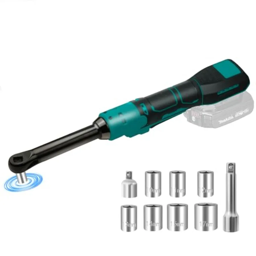 

3/8" Extended Cordless Ratchet WrenchCompatible with Makita 18V Battery 60Ft-Lbs Power Electric Ratchet with 7 Sockets 3" Exten