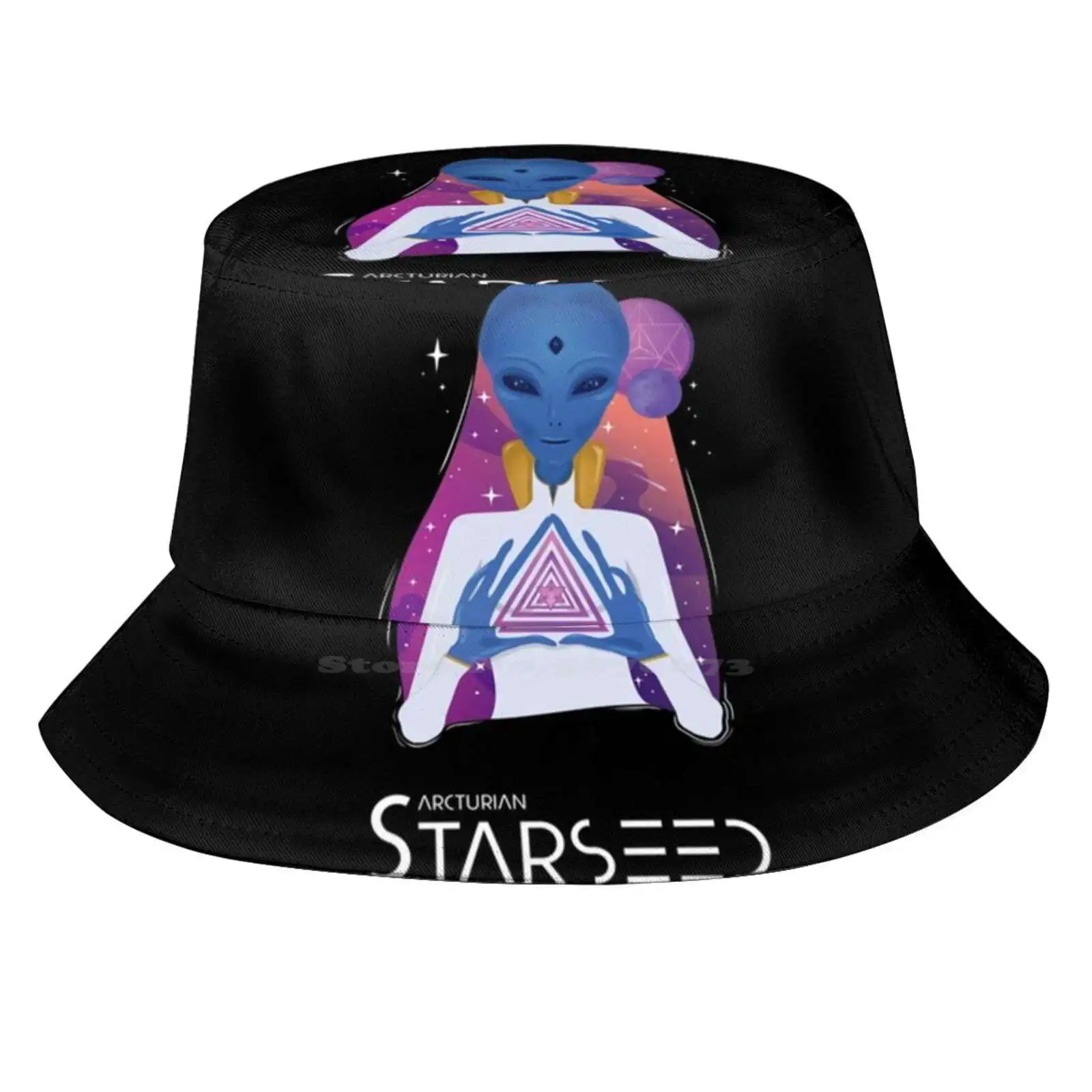 Arcturian Starseed With Merkaba Sun Cap Fisherman Hat Bucket Hats Starseed Arcturian Merkaba Alien Blue Light Warrior Alliance