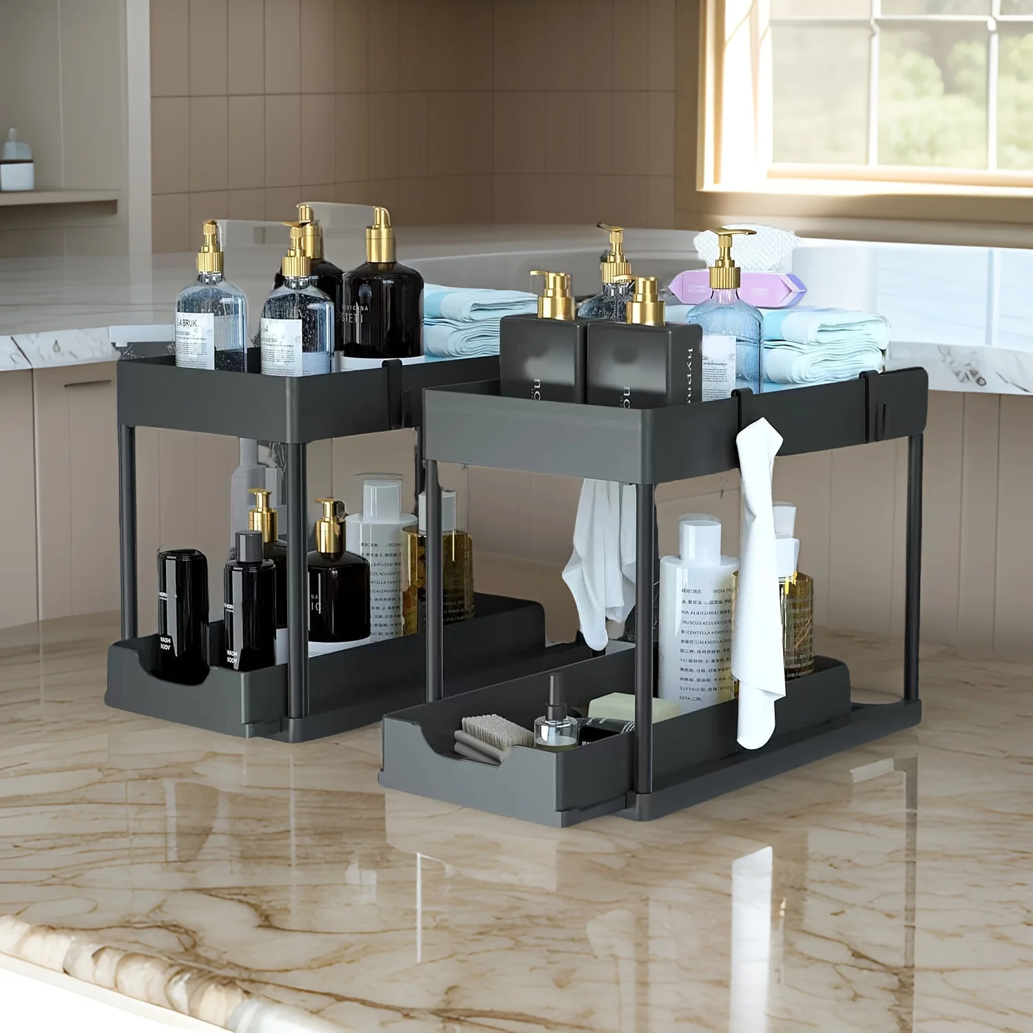 

Versatile Desk Organizer - Office Supplies, Bookshelf & Miscellaneous Rack | Kitchen Countertop & Under Sink Organizer | Bathro