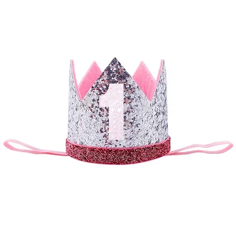 

Cute Baby Birthday Party Cap, Princess Crown, Crown Number, 1st, 2, 3 Year Old Party Hat, Glitter Birthday Headband, Boys and Gi