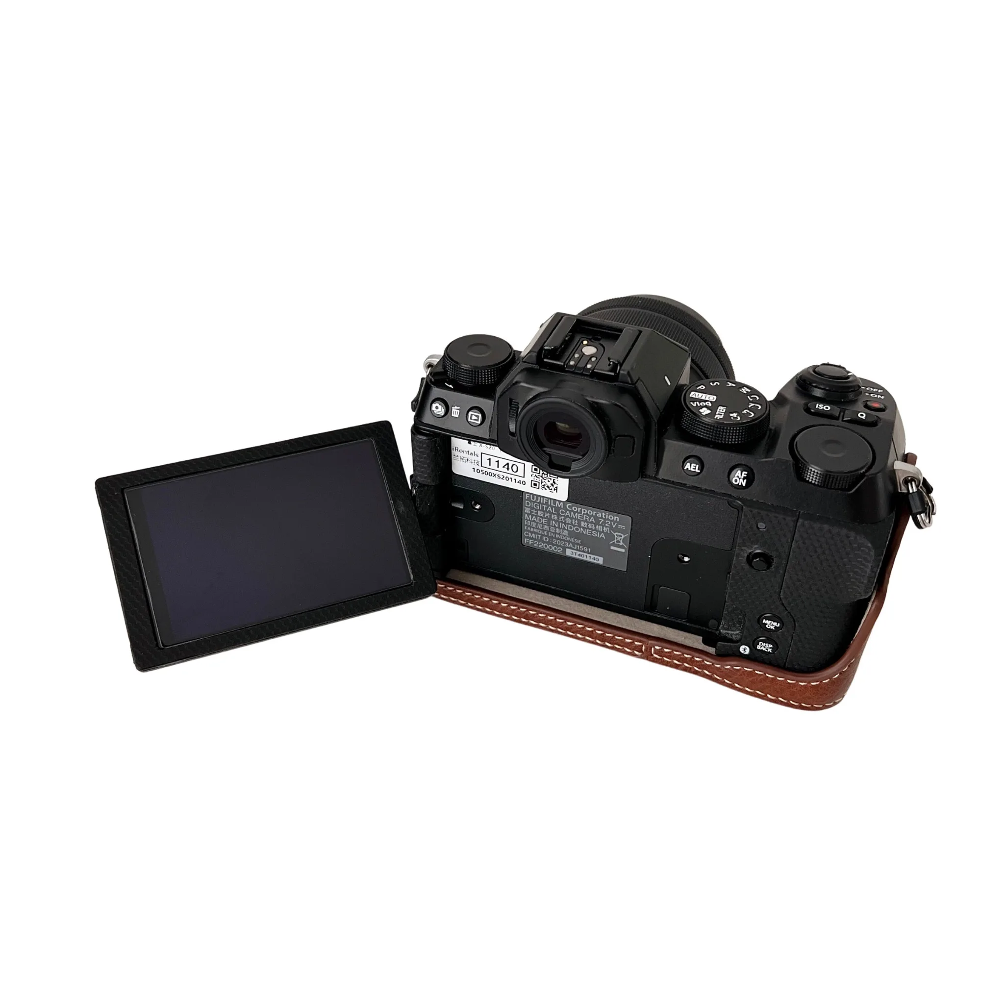 Buffalo Patroon PU Lederen Case Camera Video Tas Half Body Base voor Fujifilm X-S20 Fuji XS20 Beschermende Opening Bottom Cover