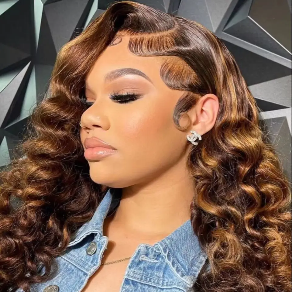4/27 Highlight Deep Wave Perücken Echthaar 13x4 250% Dichte HD Lace Frontal Perücken Echthaar Deep Wave Klebefreie Lace Perücke
