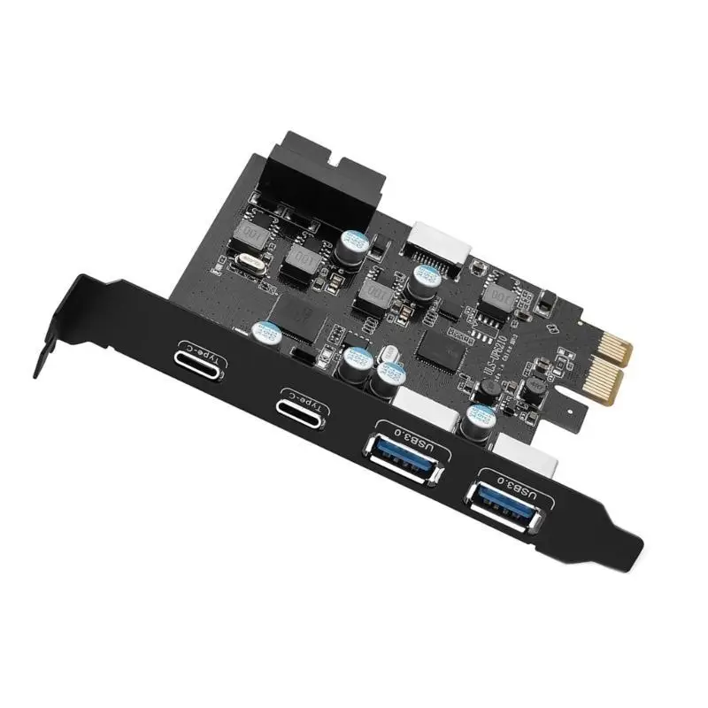 R53C 6 Port USB PCIE Card Adapter 2x USB C 2x USB A USB PCIE Card Front Panel Mount Adapter for Desktop Host Card