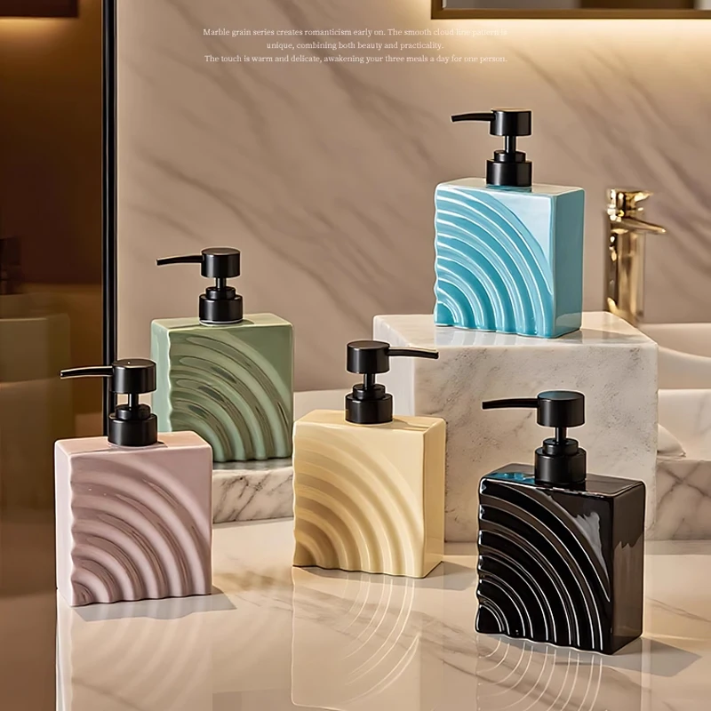 Botella de emulsión de cerámica de 330ML, botellas de cocina para baño, Gel de ducha de cerámica para el hogar, dispensador de jabón y champú, productos de baño
