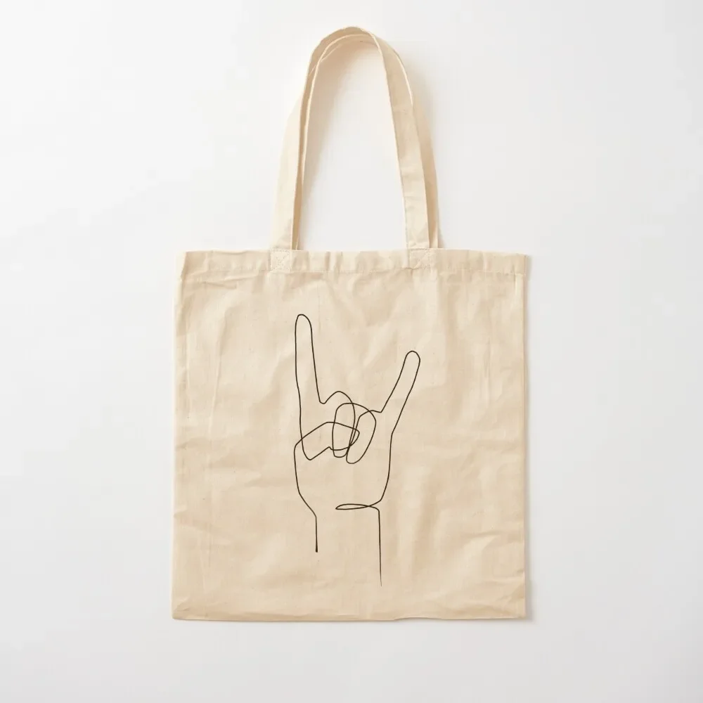 Rock Hand Sign - One Line Art Tote Bag bag luxury women Gift bags Gift bag Customizable tote Canvas Tote